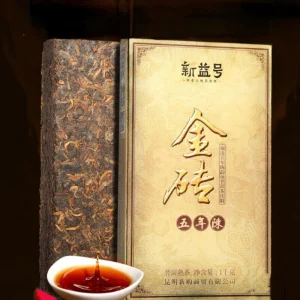 Chinese Aged Pu-Erh Tea Gold Brick Yunnan Natural Cooked Pu-erh Black Tea 1000g