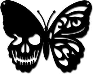 Skull Metal Wall Art Butterfly Decor Wall Hanging Plaques Ornament Iron Wall Art