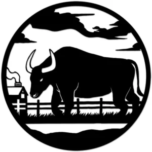 Farm Metal Wall Art Bison Buffalo Scenic Art Wall Sculpture Farm Animal Cattle