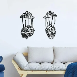 Heart and Brain 2 Pieces Metal Wall Decor, Wall Hangins, House Warming Gift