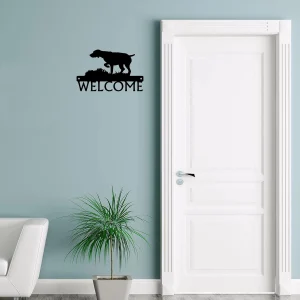 German Shorthaired Pointer GSP on Point Dog Welcome Sign Metal Wall Art