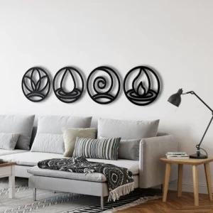 Four Elements Metal Wall Decor, Metal Wall Art, Home Decor, Interior Decoration