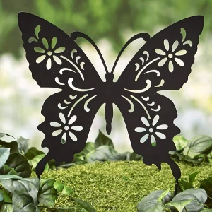 The Lakeside Collection Animal Silhouette Stake – Garden Décor - Butterfly