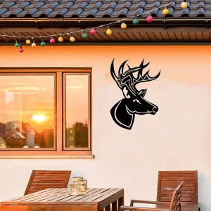 Buck Deer Metal Wall Sign for Cabin - Antlers Rack Head Man Cave Cabin Decor