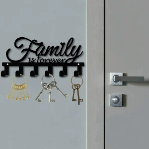 Key Holder Cast Iron Wall Hanger Coat Rack Wall Mounted Family Decor W/ 6 Hooks