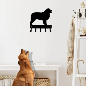 Newfoundland - Key Rack & Dog Leash Hanger - 9 inch /6 inch Wide Metal Wall Art