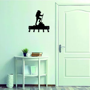 Hiker #1 Key Rack Hanger - 6 inch Wide/9 inch Wide Metal Wall Art