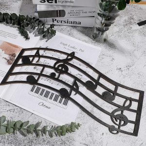 Black Treble Clef Glossy Wooden Wall Decoration Music Notes Silhouette Wall Sign