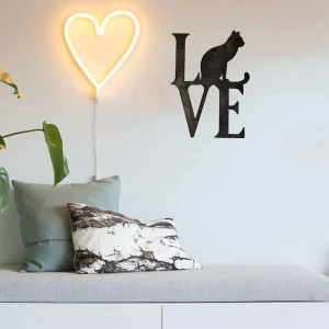 Love Word with Cat Metal Art