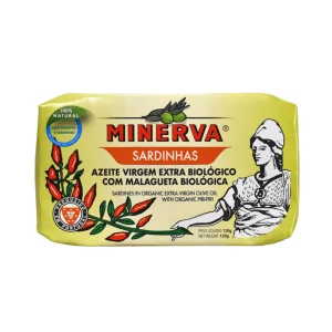 Minerva Sardines in Organic Extra Virgin Olive Oil with Organic Piri-Piri