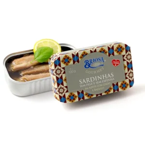 Briosa Gourmet Skinless and Boneless Sardines in Olive Oil with Lemon & Basil