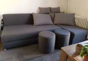 Couch with storage space (incl. pillows and berries)