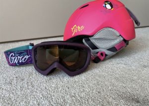 Children's ski helmet and Giro goggles