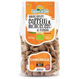 Organic Whole Grain Cappelli & Monococco Durum Wheat Semolina Pasta - Conchiglie - 400 g