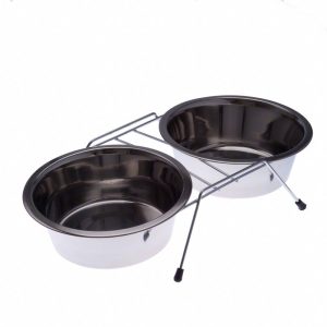 Dual Stainless Steel Dog Bowl on Stand