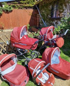 Large INGLESINA burgundy stroller set