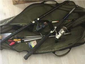 fishing rod + fishing bag