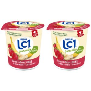 Lc1 Yoghurt Banana & Strawberry no added sugar 2x150g