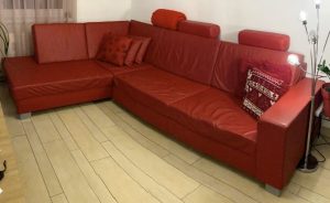 Leather folding corner sofa