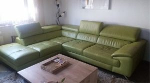 Zelená kožena gaučovka
