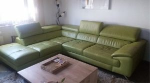 Green leather couch