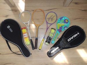 Raketa na squash, vintage raketa na tenis+obal+lop