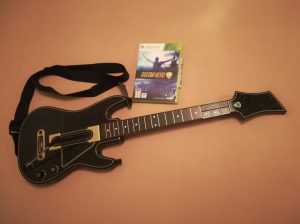 Xbox 360 guitar with game