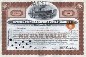 Certifikát spoločnosti International Mercantile Marine