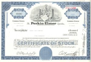 Certifikát spoločnosti Perkin-Elmer Corporation
