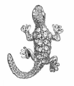 Brooch - White Crystal Salamander