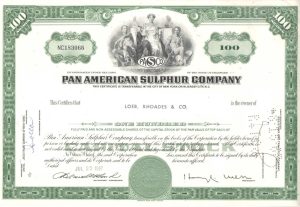 Certifikát spoločnosti Pan American Sulphur