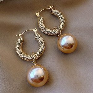 Fashion Pearl Crystal Ear Stud Earrings - Twist