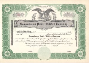 Susquehanna Public Utilities Company Certificate