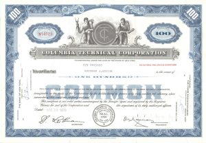 Certifikát spoločnosti Columbia Technical Corporation