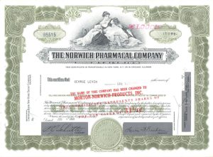 Certifikát spoločnosti Norwich Pharmacal
