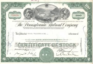 Certifikát železničnej spoločnosti v Pensylvánii
