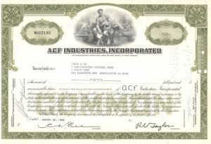 Certifikát ACF Industries Incorporated