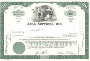 ARA Services Inc Certificate