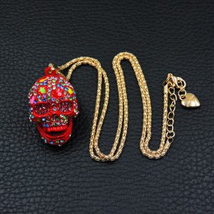 Red Crystal Skull Necklace by Betsey Johnson