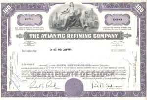 Certifikát spoločnosti Atlantic Refining Company