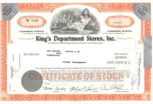 King's Deparment Stores Inc Certificate
