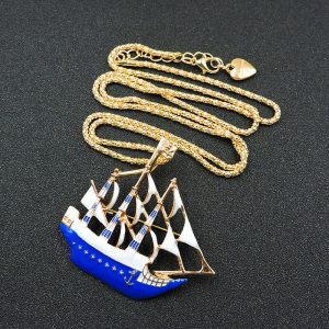 Blue Pirate Ship Necklace by Betsey Johnson
