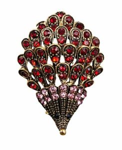 Brooch - Red Peacock’s Tail