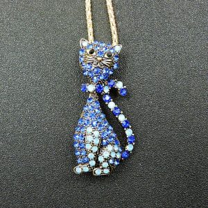 Singing Blue Cat Brooch or Necklace by Betsey Johnson