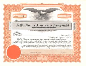 Duffie Monroe Investments Incorporated Certificate