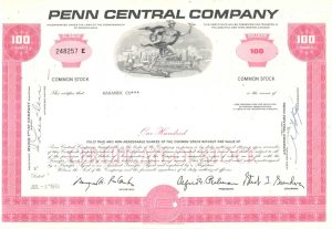 Certifikát Penn Central Company