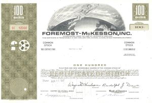 Foremost-McKesson Inc Certificate
