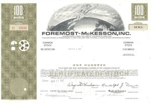 Certifikát spoločnosti Foremost-McKesson Inc.