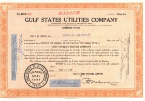 Certifikát spoločnosti Gulf States Utilities Company