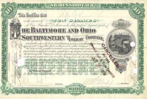 The Baltimore and Ohio Southwestern Railway Company Certificate